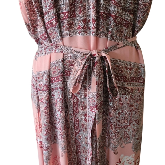 New York & Co. Pink Floral & Paisley Halter Maxi Dress, XL, Boho Summer Feminine - Picture 4 of 13